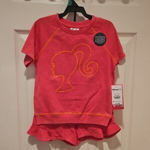 Nwt Barbie Graphic Tee & Ruffle Shortset